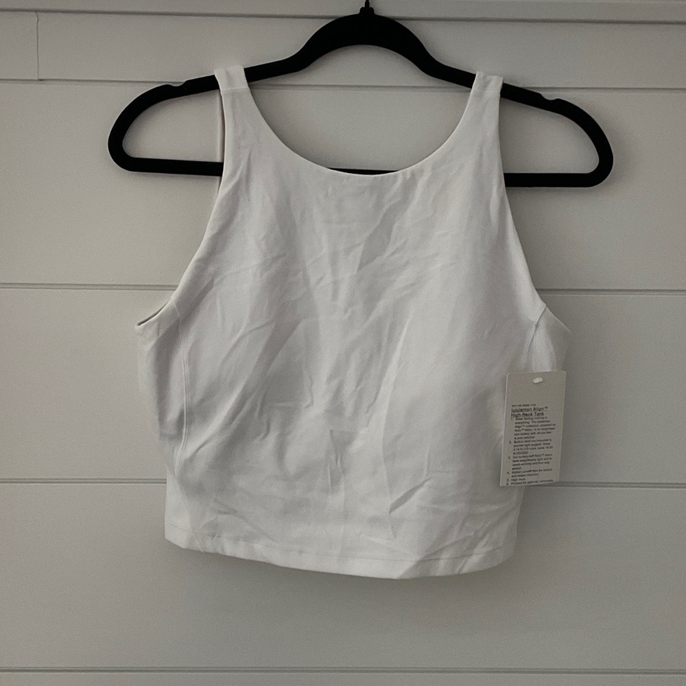 NWT Lululemon align high neck White Cropped Tank. Sz: 12